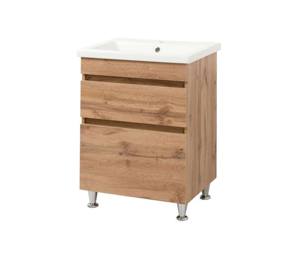Тумба для ванної кімнати Мінімал 50 (wood) з умивальником Cers 50 (Adamant)