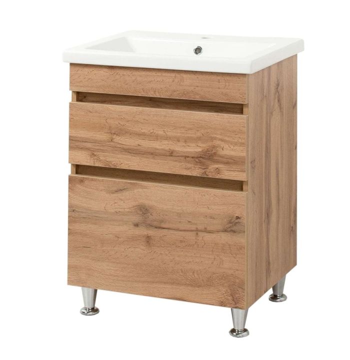 Комплект меблів для ванної кімнати мінімал WOOD 80 з умивальником Cers 80 + шафа навісна мінімал WOOD 80