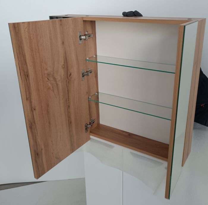 Шафа навісна Базис 80 з дзеркалом на фасадах (wood) без світла ПіК