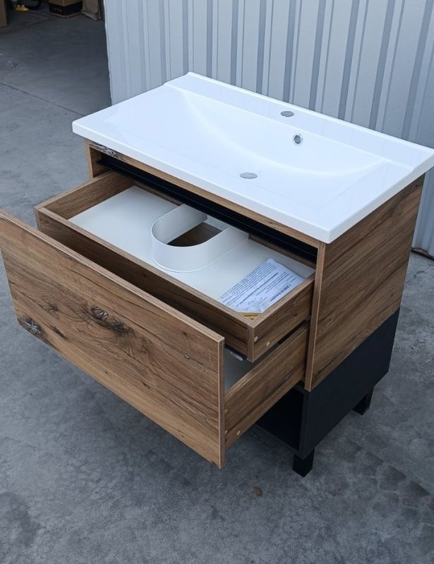 Тумба підлогова для ванної кімнати АККЕРМАН 80 з умивальником Quanto 80 (Adamant)